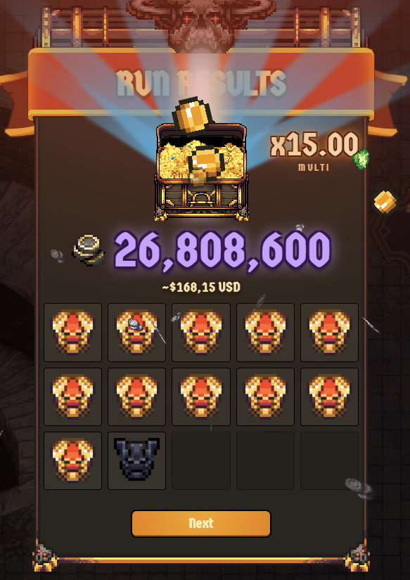 godd1k's tweet photo. finished this patch with +400 net profit (+20%)

360 from dungeons
40 from gems (not lucky this time)

risked a total of $2,000 this reset

best played runs on screenshots 

"The dog barks, but the caravan moves on"

@playcambria @communitybria https://t.co/PV1hwzifJA