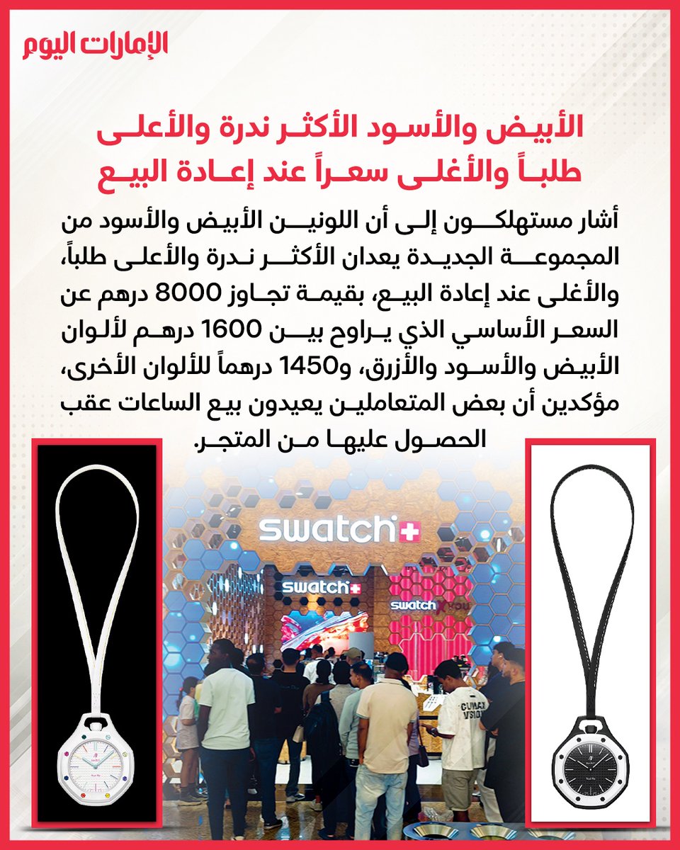 emaratalyoum's tweet photo. الشغف يدفع متعاملين للتوافد اليومي على «مول الإمارات» و«دبي مول» لاقتناص الإصدارات الجديدة
«طرح مفاجئ» يُعيد الطوابير إلى متجرَي «سواتش» في دبي
للتفاصيل: https://t.co/xIUJOfNnxo
#الإمارات_اليوم https://t.co/XcEBX10XE8
