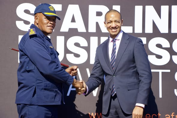 USEmbassyMaseru's tweet photo. The U.S. Embassy to Lesotho was excited to observe the signing of the MOU between T-Connect (Authorized Starlink Reseller) and the Lesotho Mounted Police Service (LMPS) to cooperate in the establishment of a computer lab at the Police Training Center and a framework for training on cybersecurity and digital law enforcement.  This MOU establishes a pathway to realizing the dream of digital connectivity for LMPS and securing the future of community policing for Lesotho.