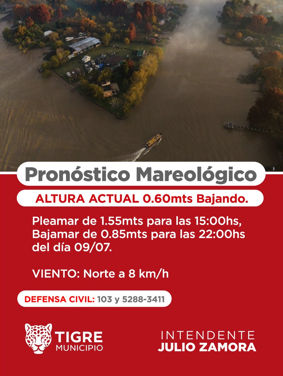 AlertaTigre's tweet photo. Servicio de Hidrografía Naval informa: Pronóstico Mareológico en @MunicipioTigre
¿Dudas, consulta, emergencias? 
 ☎️ 103 
 ☎️ 5288-3411 
#DCTigre 
#COT https://t.co/SLCqtyLyJZ