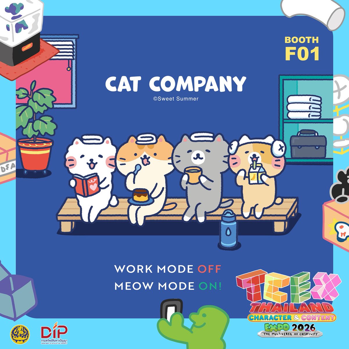 SweetSummerTH's tweet photo. แฟน ๆ Cat Company ชูมือขึ้นฮับ 🩷
ช่วงวันที่ 9–12 กรกฎาคมนี้ มาเจอกันที่งาน TCEX (Thailand Character & Content Expo) ได้นะคะ เราขนสินค้าน่ารัก ๆ มาเต็มบูธเลย แวะมาชอปกันได้น้า
📍บูธ F01 ชั้น 5 พารากอน ฮอลล์
#sweetsummer #catcompany #tcex2026 #SiamParagon https://t.co/noX0u8Nfvj