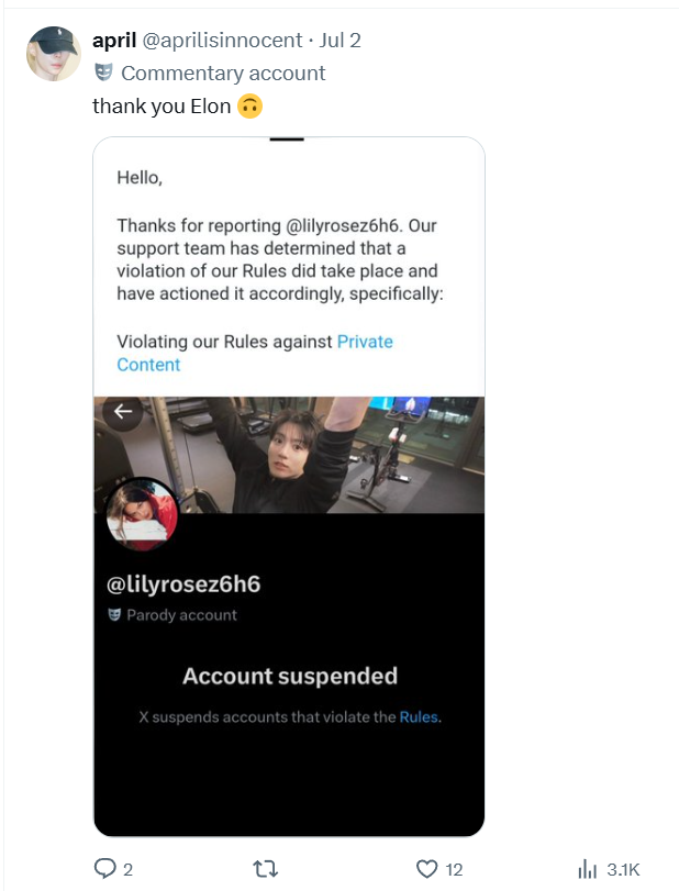 touchdatgrass's tweet photo. @marryjanerqc she reported u, suspensions from priv content almost always get their accs back like she did keep appealing https://t.co/82aCTY9Ppo