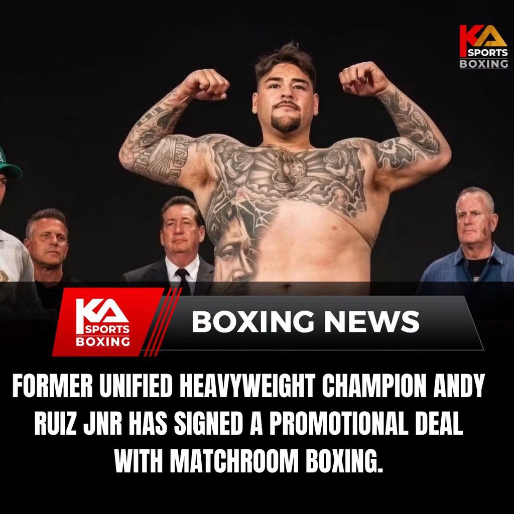 kazportz's tweet photo. Andy Ruiz Jr. Signs Promotional Deal With Matchroom Boxing.
#kasportsboxing #boxingnews #worldboxing #boxingtraining #kboxtv #acetvboxing #boxeo #world #boxing #andyruizjr https://t.co/RNsqILpz6M