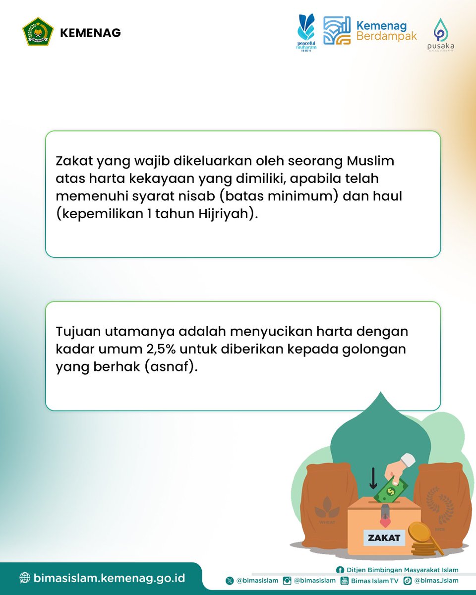 BimasIslam's tweet photo. Yuk, cek apakah kamu termasuk yang wajib menunaikannya. Dengan menunaikan zakat, kita tidak hanya menyucikan harta, tetapi juga menghadirkan keberkahan, membantu sesama, dan memperkuat kesejahteraan umat.

#BimasIslam #KemenagBerdampak #ZakatMal #Zakat https://t.co/xsQbGB7xrS