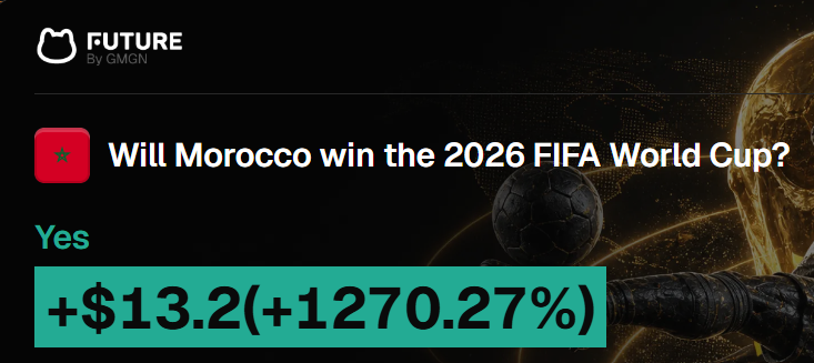 _HeyZing's tweet photo. All you need is a bit luck and quick decision taking capacity in Prediction Market!

Just bought Morocco share at toooo cheap price! If Morocco Beat France Tonight, It'll be a big win! 

Btw, placed my bet on @futuredotnews ! The UI is toooo clean with less traffic. Fee's are also Low! Try to give a shot on that platform! Joining Link Below: