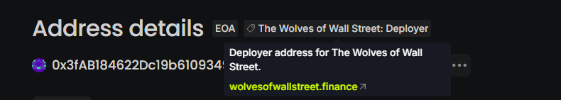 againstfate_'s tweet photo. Found “The Wolves of Wall Street” sitting right in the early deployment trail of Robinhood’s chain.  
Is Vlad’s favorite movie actually The Wolf of Wall Street, or is this just the most on-brand coincidence in crypto? https://t.co/cwft9BMaCg