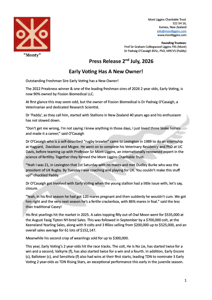 evclassicwinner's tweet photo. Press release 6th July 2026, Dr. O'Casaigh buys 90% of Early Voting - Mont Liggins Trust
#DrUmphenour #RichDecker #ProfTomTobin #DudleyBurke #UKRugby https://t.co/dcs8sFSzBx