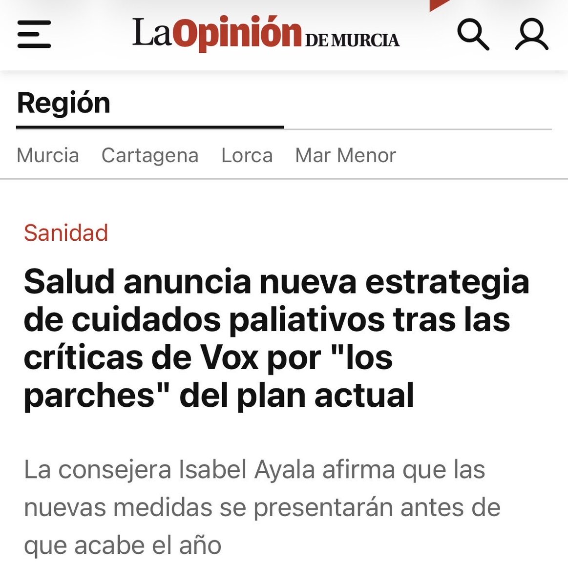Vox_Murcia's tweet photo. ✅Gracias a @murcia_vox, la Región de Murcia contará con una nueva Estrategia de Cuidados Paliativos tras 17 años sin actualizarse. 

Seguimos cumpliendo y mejorando la atención a quienes más lo necesitan. 

#VOXÚtil

https://t.co/4BCZ8itVvH https://t.co/3N5IHfUgTh