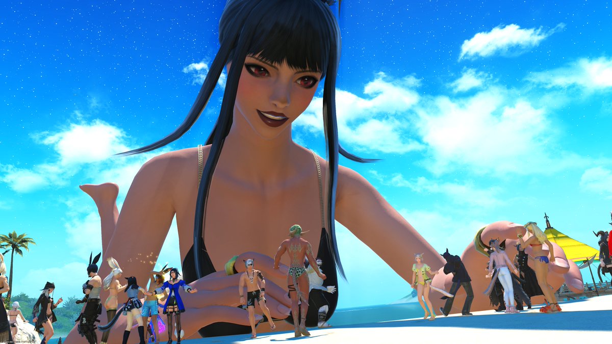 bigbunnxiv's tweet photo. little beach goers ☀️

#ffxivgposers #sizetwitter #giantess #beach https://t.co/Miet7RW8Ge