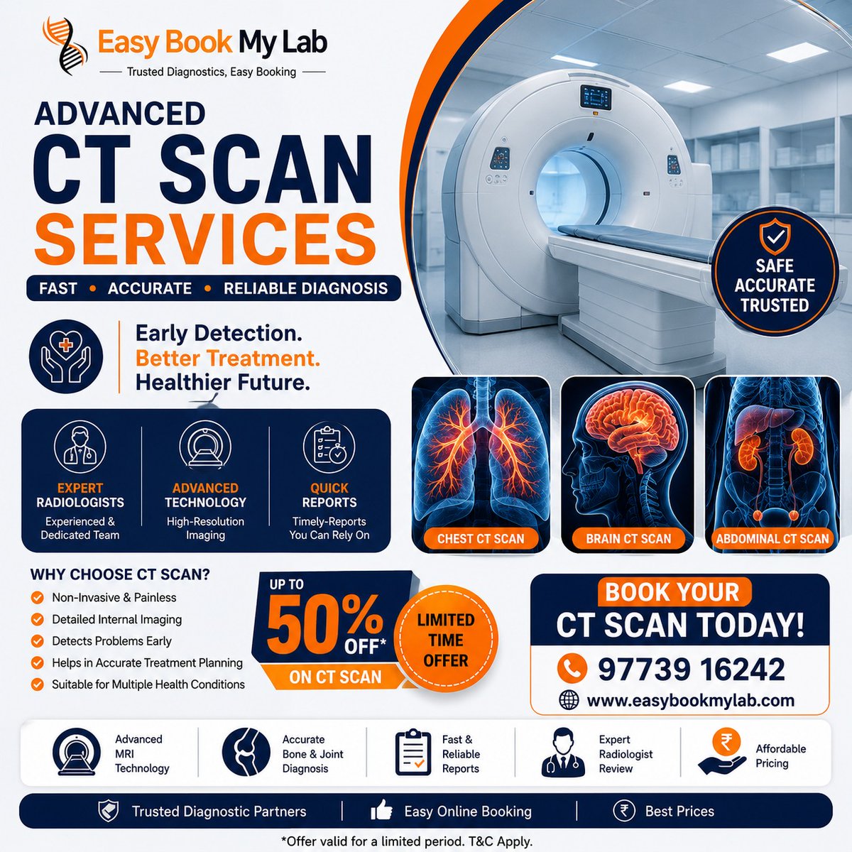 easybookmylab's tweet photo. 🔍 Advanced CT Scan Services at Unbeatable Prices! 🏥

Take charge of your health with accurate and reliable CT scan diagnostics. Get access to advanced imaging technology, expert radiologist reviews, fast reports, and trusted diagnostic partners—all at up to 50% OFF*. https://t.co/JyBdc7apUH
