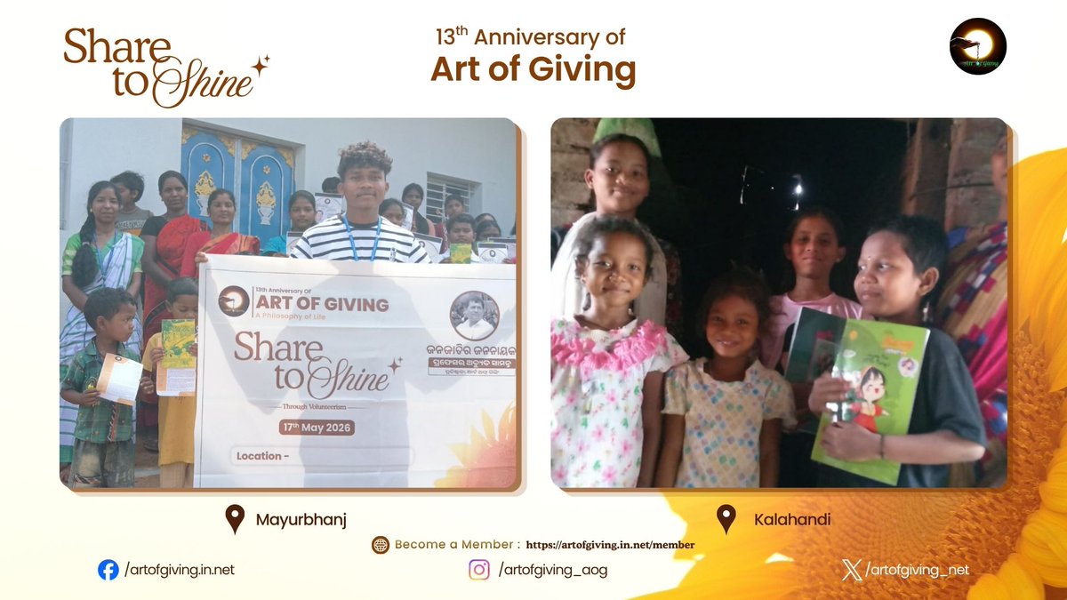 artofgiving_net's tweet photo. and Kandhamal, helping spread the message that even the smallest acts of care can leave a lasting impact. The initiative reflected the beauty of giving selflessly and creating smiles through togetherness. https://t.co/VO3b0uRu13
