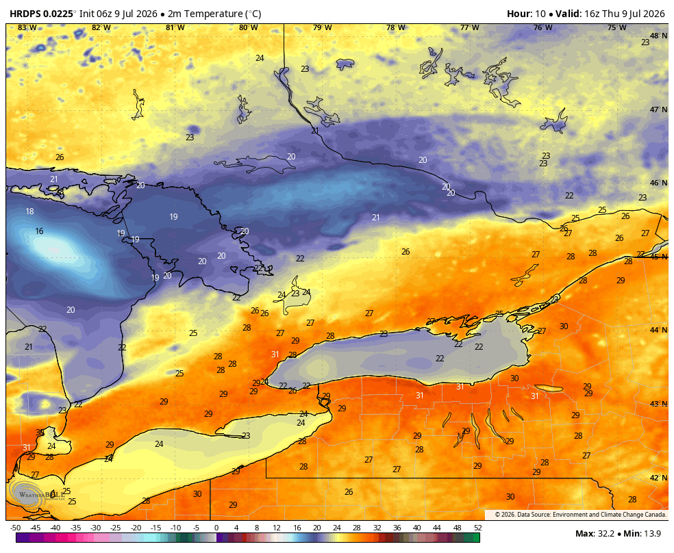 WxOntario1's tweet photo. Very warm start to the day across Southern #Ontario

Temps range from the upper teens to low 20s

Temps peak in the upper 20s/ near 30C before the line of showers/ storms move through

Still looks like a broken line of storms will track through the region early afternoon

Could see scattered storms develop out ahead of the line- those could become severe

#OnWX #ONStorm