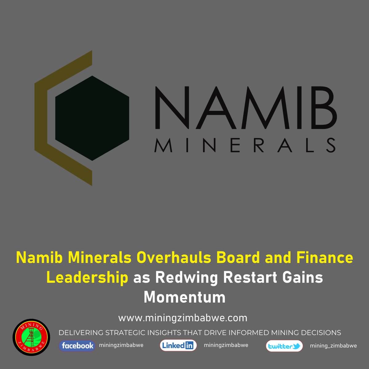 Mining_Zimbabwe's tweet photo. Namib Minerals has appointed new board and finance leaders as Redwing Mine's restart advances. The company is pursuing a US$300-400 million expansion programme and targeting long-term growth.
#NamibMinerals #RedwingMine #MiningZimbabwe
Full story>>> https://t.co/ykXDWxPIHM https://t.co/dup0syfzWG