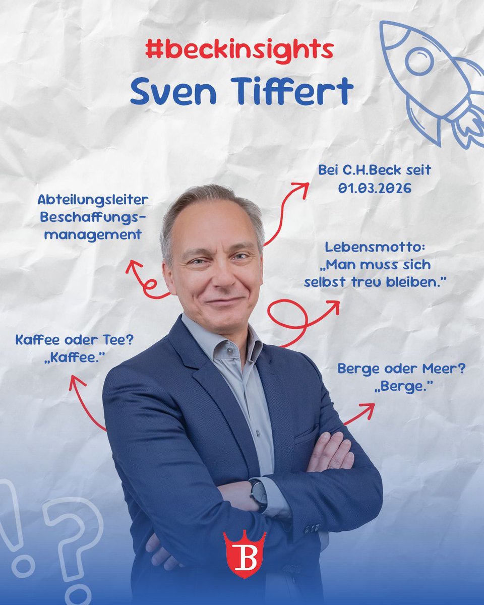 DruckereiCHBeck's tweet photo. #beckinsights 🚀
Lernt die Menschen hinter C.H.BECK kennen! Heute stellen wir euch Sven Tiffert vor, den Abteilungsleiter unseres Beschaffungsmanagements.
#chbeck #ausbildung #karriere #studium #druck #druckerei #noerdlingen #insights #personenvorstellung #meettheteam https://t.co/zhGS6bMVeR