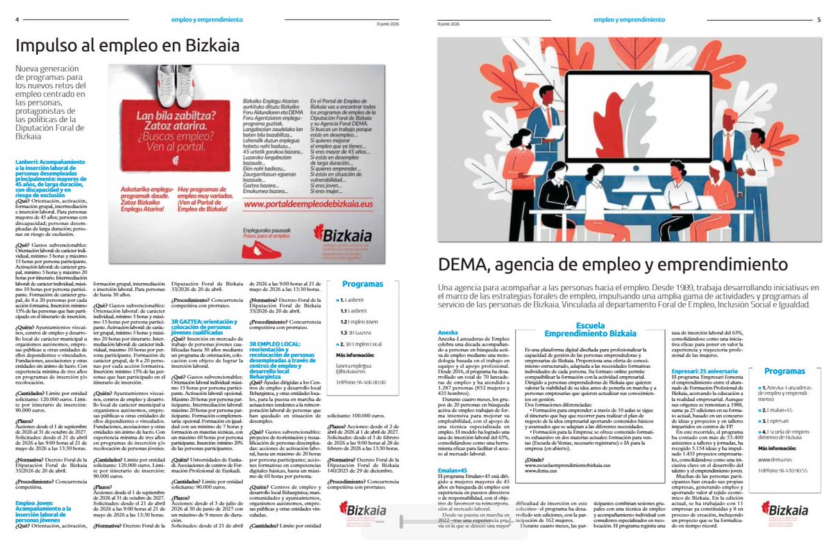 bizkaiaemplea's tweet photo. Enplegagarritasuna hobetzea, proiektu bat abian jartzea edo enpresa bat bultzatzea...
🚀 ANEZKA, EMALAN+45, Bizkaiko Ekintzailetza Eskola, ENPRESARI edo Bizkaiko Enplegu Ataria dira #DEMA -tik herritarren eskura jartzen ditugun enplegu eta ekintzailetza baliabideetako batzuk! https://t.co/sf4nMCbP4u