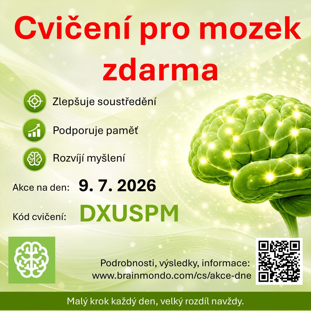 brainmondo's tweet photo. 🧠 Každý den můžete zdarma posílit svůj mozek.
Stačí pár minut - a uděláte něco dobrého pro sebe.
Kód dne: DXUSPM  • pro den: 9. 7.  https://t.co/26pMBTz9Av

💡 Brainmondo® • Vytvořeno specialisty na kondici mozku.

#AkceDne #Brainmondo #Soutěž #TréninkMozku #ZdarmaCvičení https://t.co/ITt3UeqAAF