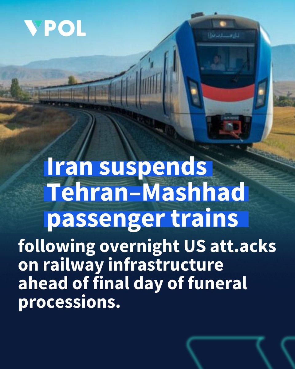 RealPepeEscobar's tweet photo. Bloody grifter cowards. 

The Islamic Republic of Iran Railways announced that "all passenger train movements on the Tehran-Mashhad route have been disrupted" by cowardly US bombing of CIVILIAN INFRASTRUCTURE.  

Passengers from affected trains are being transported to Mashhad by road.

Today is the final day of the funeral processions for assassinated Ayatollah Khamenei in Mashhad.