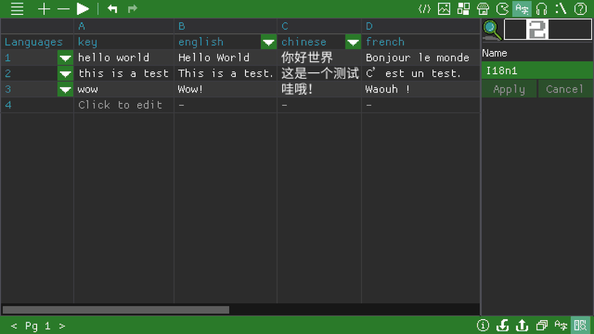 wangrenxin's tweet photo. New in GB BASIC v1.12: i18n dictionary editing, programming, and runtime references.
#gbbasic #gameboy #gbdev #gamedev #indiedev #ScreenshotWednesday https://t.co/jVo6UOy2Il