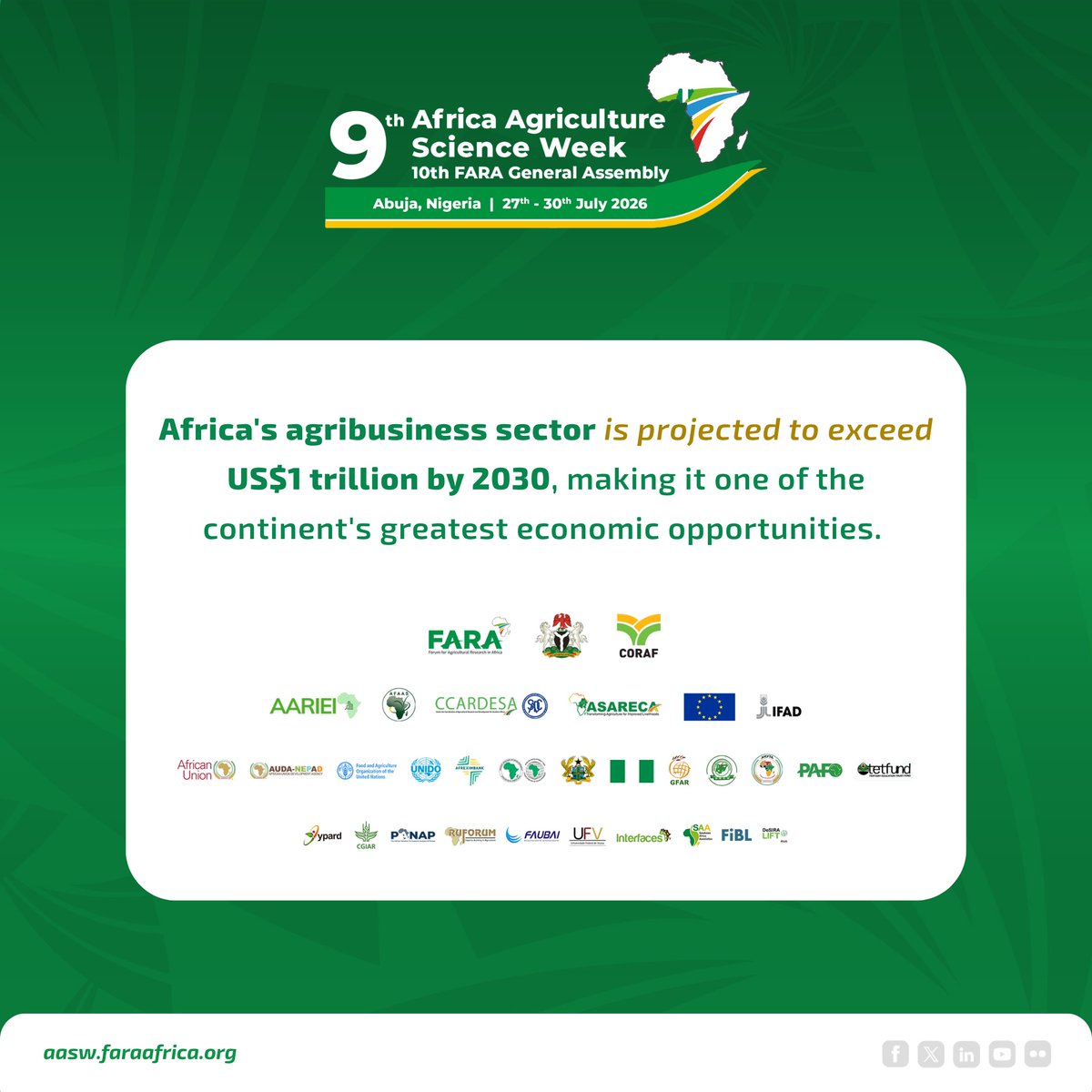 FARAinfo's tweet photo. Innovation needs investment.

Investment needs innovation.

Meet us at #AASW9—where both converge.

Join Africa's Agricultural Transformation at #AASW9 NOW 🔗 https://t.co/AnKjJiODhl

#FARA #AgriScienceWeek #AgrifoodSystems #AgricultureInnovation https://t.co/nAgDiAphbK