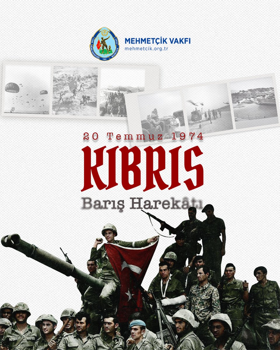 MehmetcikVakfi's tweet photo. Kıbrıs Barış Harekatı’nın 52’nci yıl dönümünü kutluyor, aziz Şehitlerimizi saygı ve rahmetle; Gazilerimizi minnetle anıyoruz... #20temmuz1974 #kıbrısbarışharekatı https://t.co/0m6m2Etigd