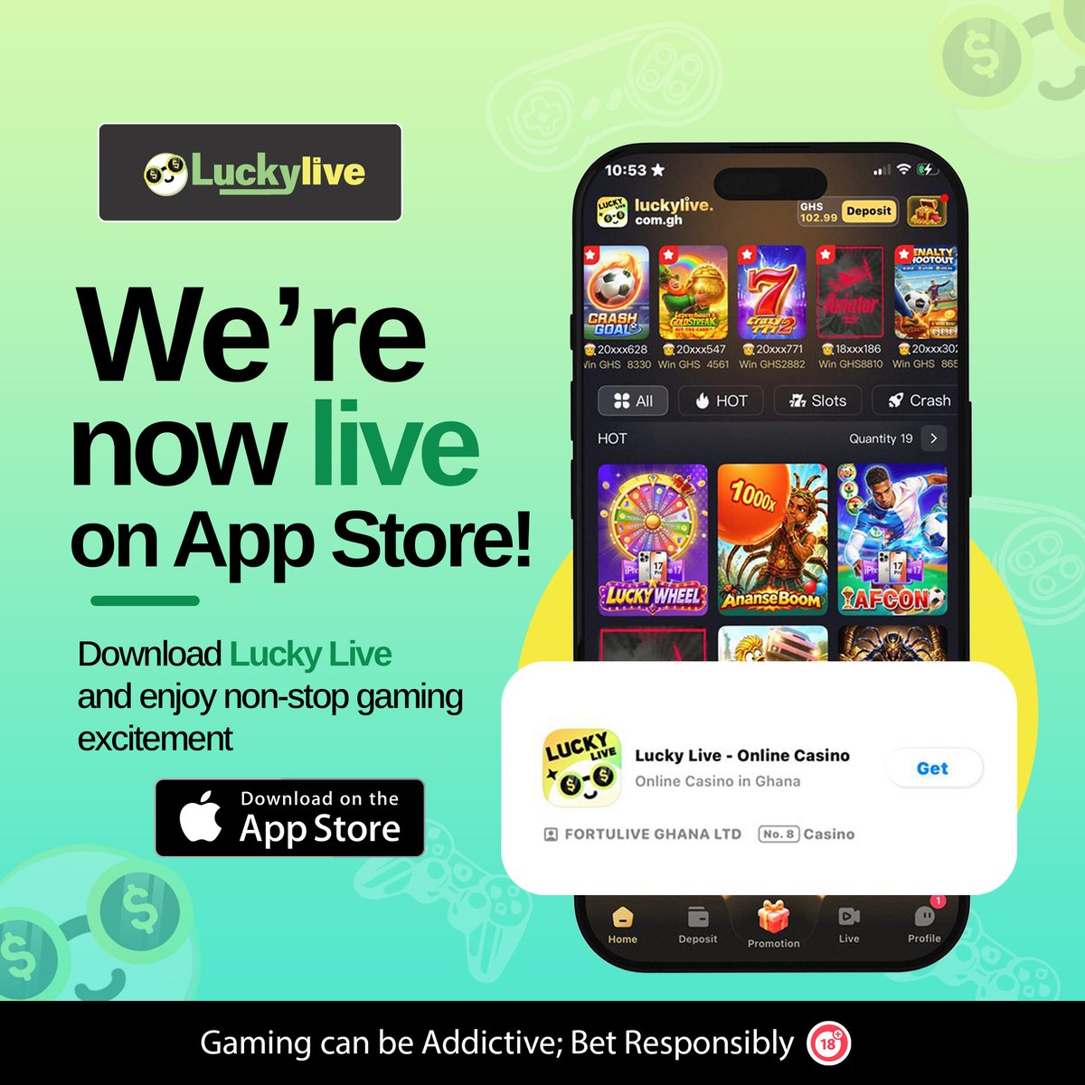 LuckyliveGhana's tweet photo. Download the LuckyLive app from the App Store and PlayStore. Enjoy thrilling games and  fast withdrawals.

👉 Click the links below to download now and start winning!
🍎 App Store (iPhone):
https://t.co/5AvdctNQM4

Google Play Store (Android):
https://t.co/oQt8Ao8Dz5 https://t.co/S67mFyzQdo