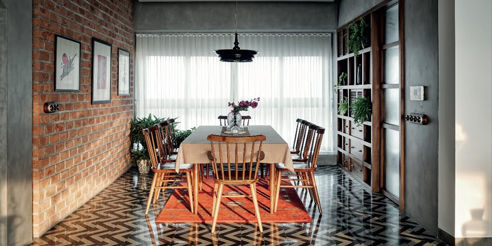 shavnyuyngah's tweet photo. If we improve on our furniture traditions, we’ll design beautiful Afrocentric interiors too. Seeing a few African designers already doing it fills me with joy. I can’t wait to join the game.

Castle Royale, Pune, by architects Deepak Guggari and Rashi Sanson of VDGA Architects, for homeowners Girish and Sneha Lakhotiya. Cement tiles and natural stone floors instead of marble, dark IPS finished arches lining the central corridor, exposed brick walls holding handpicked Mata ni Pachedi and Gond tribal artwork. The terrace carries traditional Indian baithak seating and a woven charpoy, paper cord chairs sitting under a rough tandoor stone floor.

None of this reads as generic luxury. It reads as a specific place, a specific craft lineage, rugs from Jaipur, artwork sourced region by region, furniture built from techniques that predate the building itself.

This is the target. Not copying the aesthetic, copying the discipline, dig into what your own hands and region already know how to make, then build a home around it.

Architects: VDGA Architects, Deepak Guggari, Rashi Sanson
Location: Pune, India
Photography: Fabien Charuau, Hemant Patil
