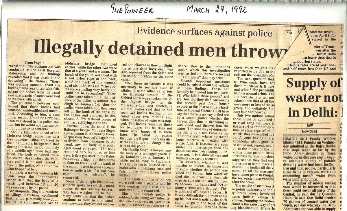 sakanakodar's tweet photo. ✍🏾Paper trail ended where rivers began
1992 Pioneer report describes another disposal method: bodies dumped in canals. If bodies never entered municipal cremation system, they left no comparable documentary trail. That's an important distinction when discussing Khalra's findings. https://t.co/l5NErZobdc