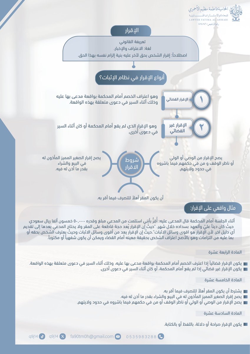q9j14's tweet photo. الاقرار القضائي والاقرار غير القضائي⚖️✍🏻
#نظام_الاثبات #محامي #القانون #وزارة_العدل https://t.co/KQNxt7dvpL