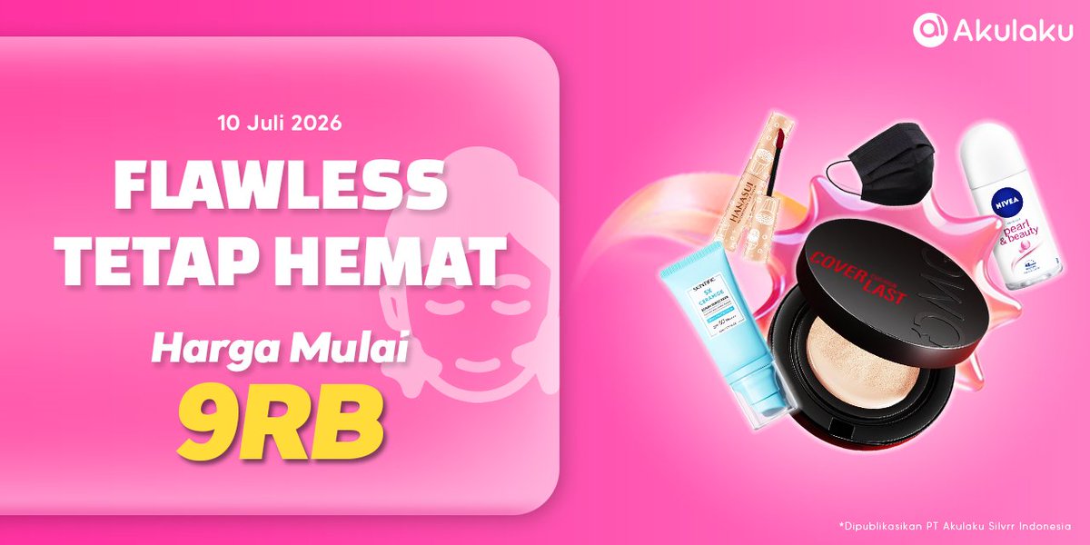 akulakuID's tweet photo. Mau glow up tanpa bikin kantong bolong? Bisa!🌟💸
Di promo FLAWLESS TETAP HEMAT, skincare dan makeup incaranmu harganya MULAI 9RB AJA‼️😱
Yuk, checkout sekarang👉 https://t.co/BQLfZx0xkX
#AkulakuIndonesia #HidupLebihBaik #PromoSkincare #PromoMakeUp https://t.co/dVDPrbrIiT