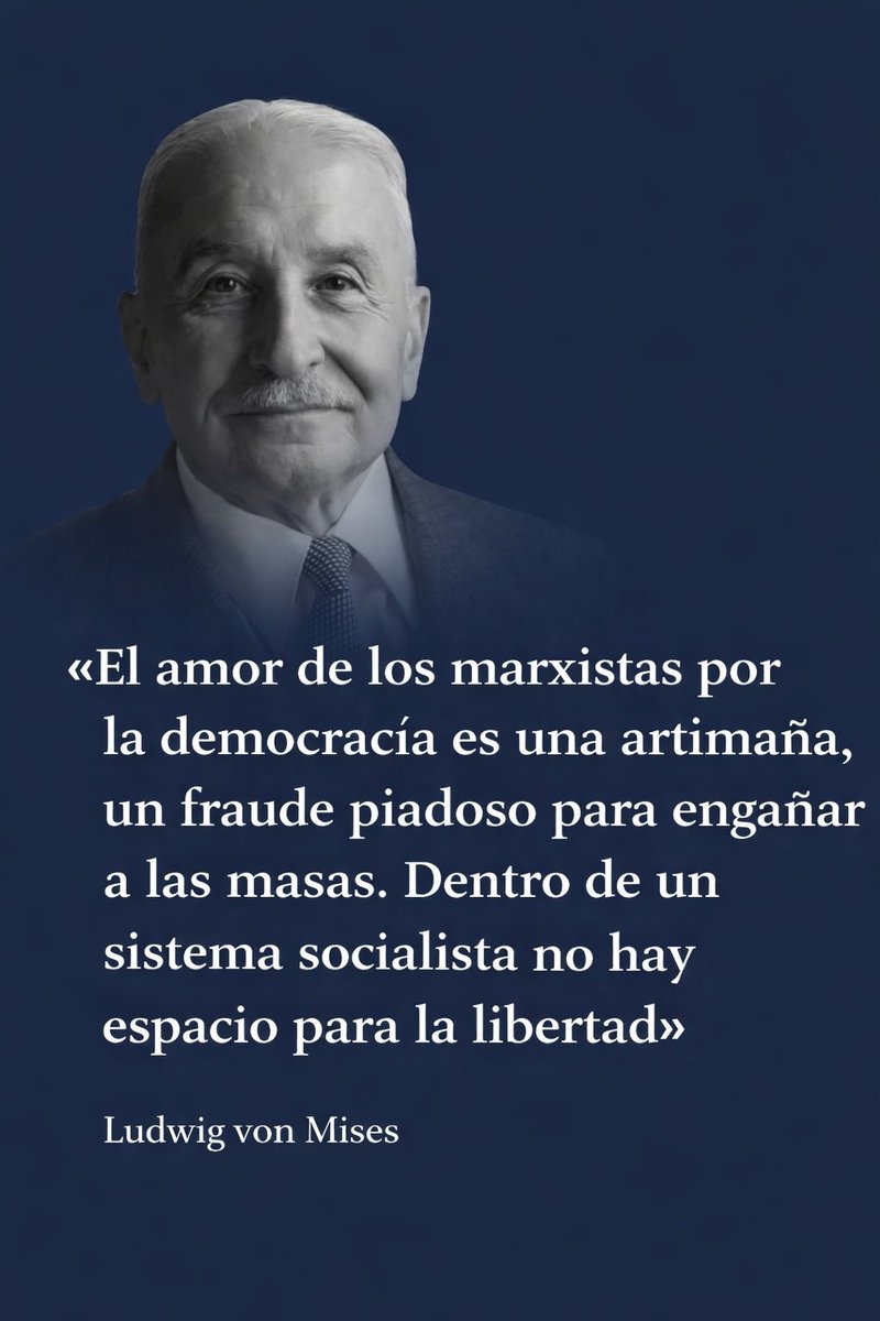MJMendezCasarie's tweet photo. “The Marxists’ love for democracy is a trick— a pious fraud designed to deceive the masses. Within a socialist system, there is no room for freedom.”
— Ludwig von Mises https://t.co/fLZLeJqkZH