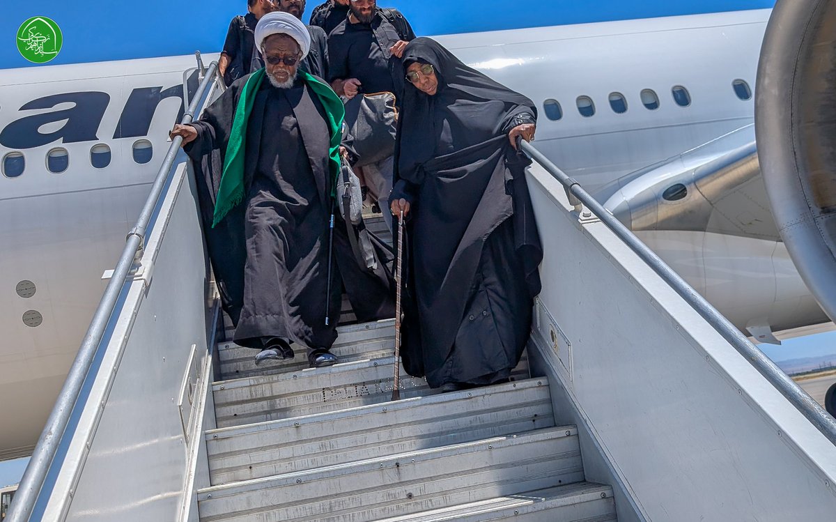 2kKasim's tweet photo. Leader Sheikh Ibraheem Zakzaky (H) and his entourage arrived in Mashhad from Najaf, accompanying the bodies of Martyr Imam Khamenei (R) and other martyrs for the final funeral ceremony and burial at the Haram of Imam Ridha (AS).

Thursday, 9 July 2026.

@SZakzakyOffice https://t.co/Mq1WnWxdoR