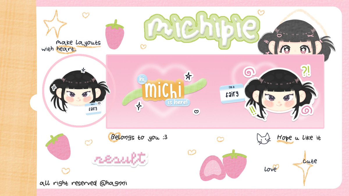 hagnni's tweet photo. ୨୧ ׅ . . ꒰ Harap ‘tuk repost, terima kasih! ꒱

◟𖢖 |  Michipie—si gadis desa dari dunia dongeng—datang membawa style chibi baru dan layout chibi imup siap ospek! Mohon sayangi anak cimitku ini  >___0 🍓

#zonauang https://t.co/WZGe1FtSFW