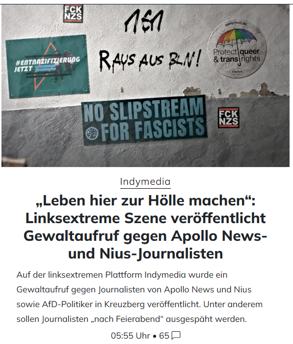 ben_brechtken's tweet photo. Die Antifaschisten klingen ziemlich faschistisch:

„Jetzt liegt es an allen Antifaschist*innen in Kreuzberg, den Faschos das Leben hier zur Hölle zu machen. Organisiert euch mit den Nachbar*innen rund um die Naziimmobilien, recherchiert, wo sie sich nach Feierabend hinbegeben und werdet aktiv. Jede Aktion ist notwendig, um die rechte Raumnahme zu stoppen. Verteidigen wir unseren Kiez. Nius, Apollo und AfD raus aus Kreuzberg!“

https://t.co/wSmOwTYPoA