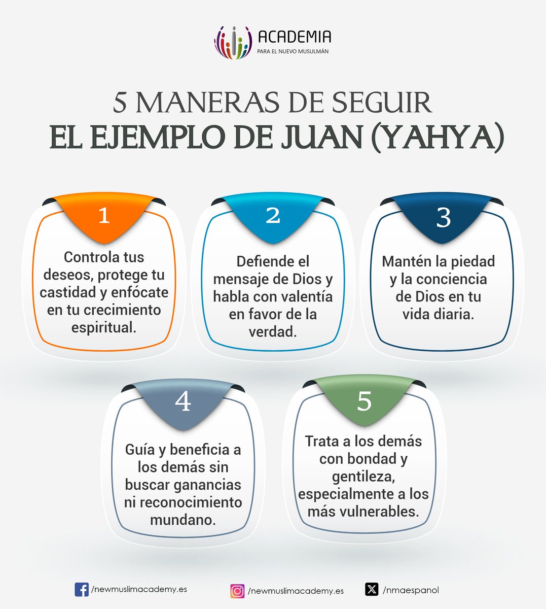 NMAespanol's tweet photo. Juan (Yahya), la paz sea con él, nos enseñó con su ejemplo:

• Controla tus deseos.
• Defiende la verdad.
• Vive con conciencia de Dios.
• Beneficia a los demás.
• Trata a todos con bondad.

Pequeños pasos pueden transformar nuestro carácter. 🤍

#Islam #Corán #JuanYahya #fe https://t.co/zS6j34DQ0T