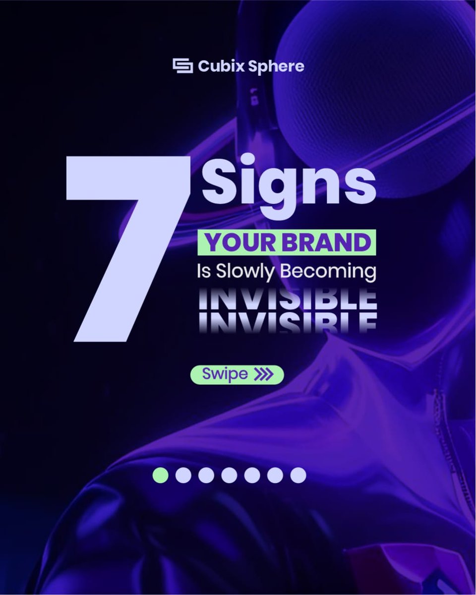 cubixsphere's tweet photo. Your brand doesn't become invisible overnight it happens one missed opportunity at a time.
Here are 7 signs your brand is losing visibility and what you can do before it starts affecting your growth.
Swipe through and tell usWhich sign have you noticed the most? 👇
#cubix sphere https://t.co/y6WcurRCXJ
