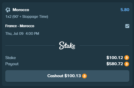WoodsBets's tweet photo. First time using @Stake's score first you win promo and it's insane.

If the team I picked to win (Morocco) scores the first goal, my bet gets paid out even if they don't win the match 😅

$200 GIVEAWAY, TO ENTER 👇🏼

• Reply your @Stake username
• Reply with a screenshot of your World Cup betslip

More info: https://t.co/k7VqK4aRE0