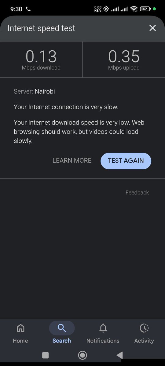 stevieligondo's tweet photo. @Safaricom_Care my account no 0701020166 for my home 5G network for which I have subscribed for the 50mbps and I have only been getting upload speed of 0.35 mbps and download of 0.13 since Monday despite calling carecenger severally for help, and even reporting on zuri. Pls help https://t.co/e3ybtfDeYe