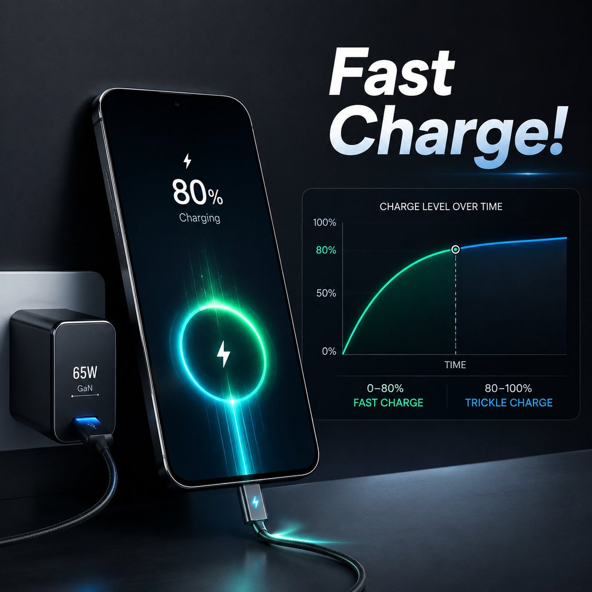 Officialitech's tweet photo. Fast Charging Hamesha Same Speed Se Nahi Hoti!

Phone fast charging shuru me zyada speed se hoti hai, lekin battery 70–80% ke baad speed slow ho jati hai. Ye battery heat aur battery health protect karne ke liye hota hai.

#FastCharging #BatteryTips #Itech https://t.co/ZbK11pvhwp