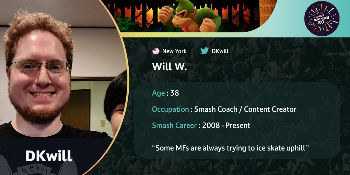 OF_DarkMusician's tweet photo. Manoa Monthlies 100 Guest Player cards 1/2.  The Sm4sh vets and Wild Cards for SSBU.  3 Hawaii community favorites that we are so happy to have back again!  Thank you for bringing your talents to MM100! https://t.co/IhKZr8tcYW