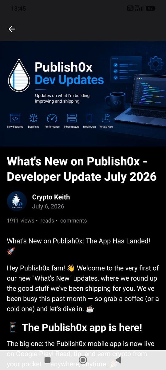igort0x's tweet photo. Here's me reading posts and earning #USDC on the #Publish0xApp @publish0x ! https://t.co/fDhuYCymXp