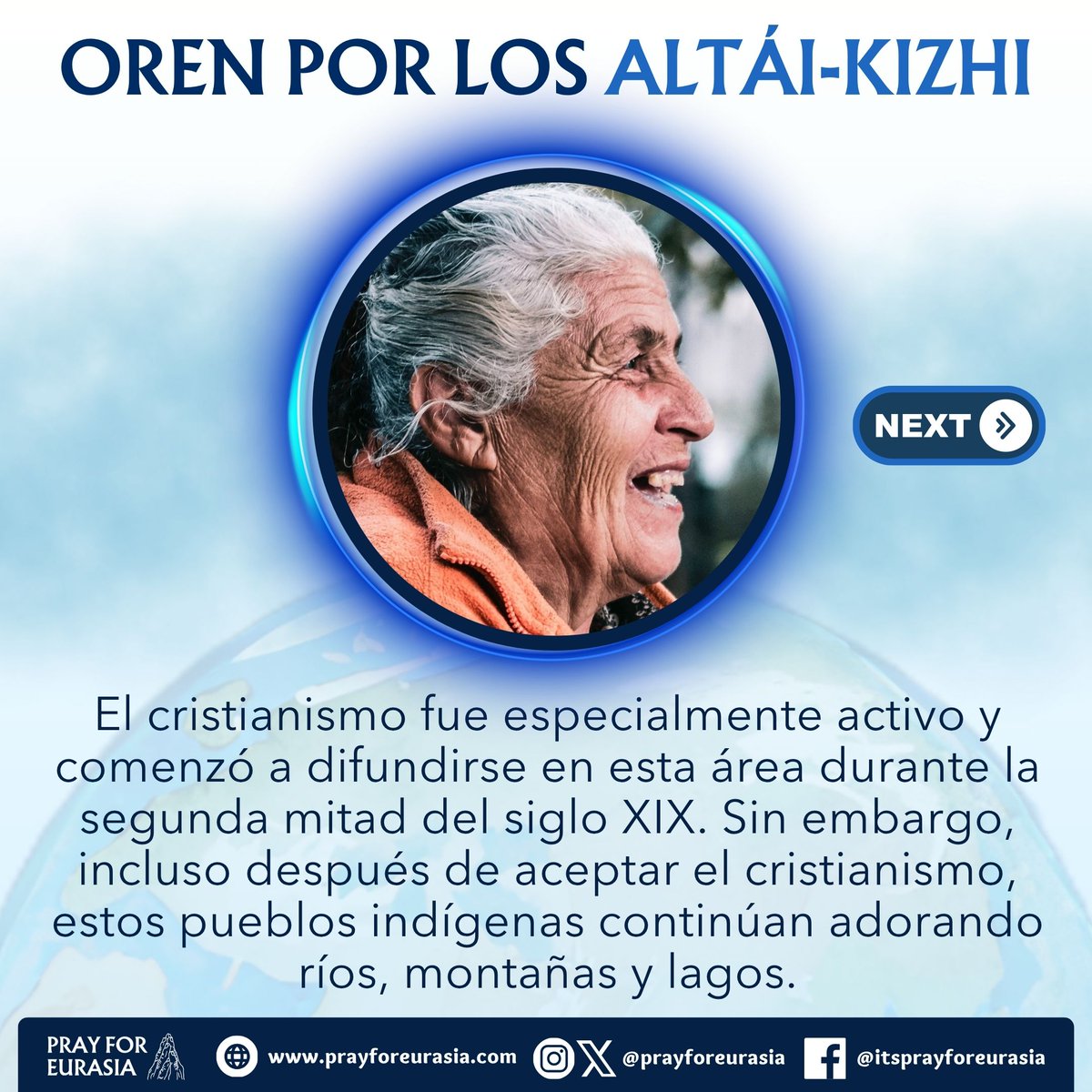 prayforeurasia's tweet photo. ๐ Spanish Translation
๐ Ora para que todos los Altai adoren al Creador en lugar de a Su creaciรณn.
๐ฒ Download the Pray for Eurasia app on Google Play and the App Store!
#prayforeurasia #unreached #missionstrip #greatcommision #missions https://t.co/C1f9IJYLgJ
