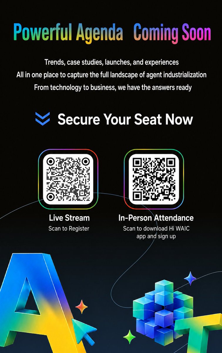 Cloopen_'s tweet photo. Cloopen at WAIC 2026 – less demo, more deployment. 🚀

July 20 | Shanghai. Real agent cases, proven ROI, full-stack launch.

We embed AI into workflows that deliver. 💡

#Cloopen #WAIC2026 #EnterpriseAI #AIAgent #ROI #AITransformation https://t.co/IOAYmoLTp9