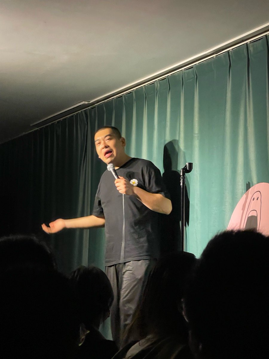 heili2's tweet photo. Just got booed for making a 'centenarian + pickle' joke at my comedy set. Win is, the old guy in the front row cackled so loud he spilled his tea. Comedy: 1, My Ego: 0. https://t.co/5xnqnt3Npd