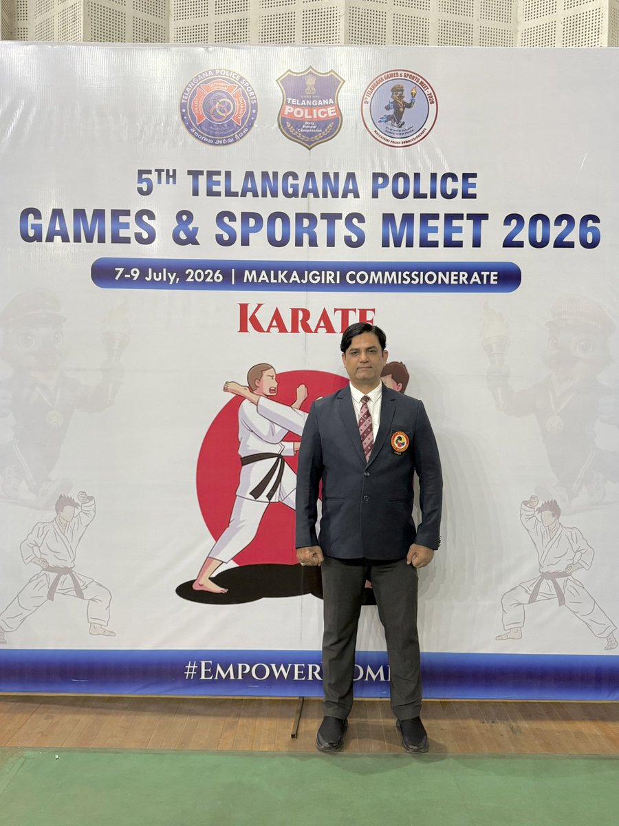 Syediftquar's tweet photo. A PROUD & MEMORABLE OFFICIATING EXPERIENCE

5TH TELANGANA POLICE GAMES & SPORTS MEET 2026

Being a Referee Commission Member of Karate India Organisation (KIO), it was an immense honour and privilege for me to lead my team of referees in officiating the 5th Telangana Police Games & Sports Meet 2026, held on 7th & 8th July 2026 at the Saroornagar Indoor Stadium and organised by the Malkajgiri Police Commissionerate.

I had the privilege of attending this prestigious event along with my dedicated team of nine officials. With great commitment, discipline, professionalism, and teamwork, we successfully completed the Karate competition.

I am extremely proud of my referee team for their sincere efforts and professional officiating throughout the event. This valuable experience has further strengthened their confidence and preparedness, and they are now ready to take on greater responsibilities at the All India Police Games.

I would like to express my heartfelt gratitude to Sensei Keertan Kondoru, KIO Joint Secretary & KIO Head Coach, for providing us with this wonderful opportunity to officiate at such a prestigious event. His continuous encouragement, guidance, trust, and unwavering support are deeply appreciated.

My sincere and respectful gratitude also goes to Hanshi Bharat Sharma, President, Karate India Organisation (KIO), our respected mentor and guiding force. His constant belief in me, continued encouragement, and invaluable support have always inspired me to serve Karate with greater dedication, responsibility, and commitment.

I also extend my heartfelt thanks and profound gratitude to Shri Mahesh Kumar Goud, MLC, TPCC President & TSKDA President, for his continued support and encouragement towards me and the development of Karate in Telangana. Under his dynamic leadership and guidance, Telangana Karate continues to move forward with strength, unity, and greater opportunities.

This prestigious assignment was not merely an officiating responsibility, but also a proud moment of teamwork, leadership, discipline, and service to the Karate community.

I sincerely thank everyone who contributed to the successful completion of this event and placed their trust in our officiating team.

With Gratitude & Respect,

Shihan Syed Iftquar Hussain
WKF & AKF Judge
WKF Accredited Coach
Referee Commission Member – KIO