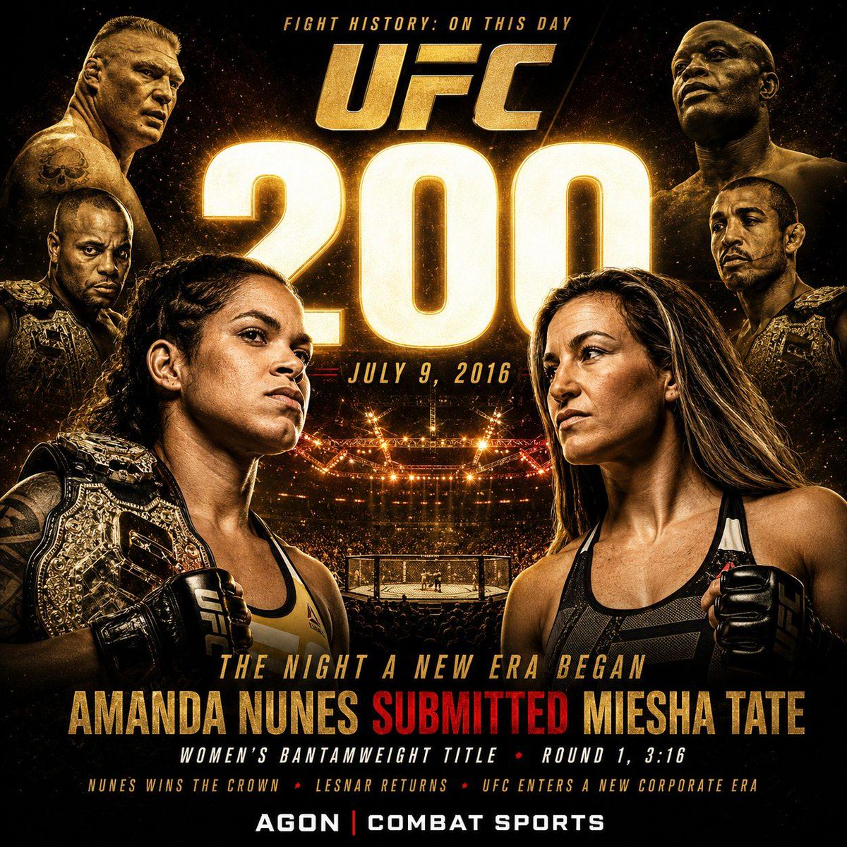 agoncombat's tweet photo. 📚 History
9 July 2016, UFC 200 в Las Vegas стал срезом новой эры UFC: T-Mobile Arena, International Fight Week, большие имена и титульный перелом. Amanda Nunes задушила Miesha Tate и начала одну из главных линий женского MMA.
https://t.co/5cbJPKXhZG
#UFC200 #MMA #Nunes https://t.co/koDMxXiVIX