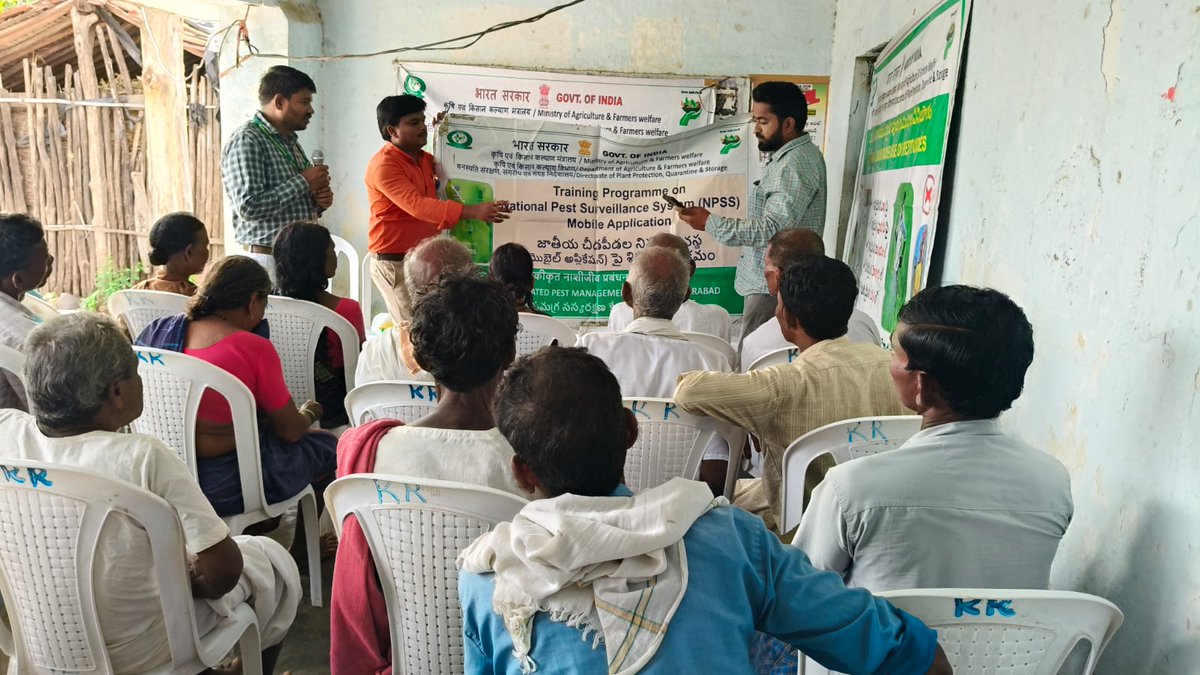 CIPMCHyd's tweet photo. Conducted live demonstations on Seed treatment, Safe handling and Judicious use of quality pesticides, awarness on use of NPSS mobile application for pests identification, management and pests surveillance at Khara village, Sathnala mandal, Adilabad district on 09.07.2026. https://t.co/put7py8F20