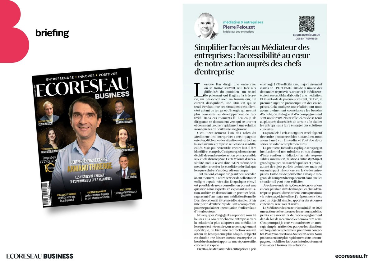 PPelouzet's tweet photo. « Simplifier l’accès au Médiateur des entreprises : l’accessibilité au coeur de notre action auprès des chefs d’entreprise »

Lire ma chronique dans #EcoReseau de ce mois avec @ArmandThiberge en couverture 

@MedEntreprises https://t.co/XGmWoPckiN