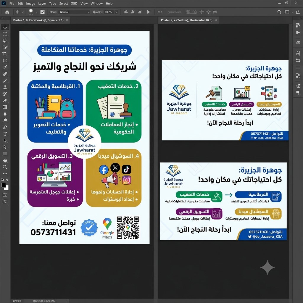 JAWHERTKSA's tweet photo. في #مكتبة_جوهرة_الجزيرة، نجتمع لخدمتك!

من القرطاسية والتعقيب الحكومي، إلى التسويق المتمرس عبر #إعلانات_جوجل، وإدارة حساباتك على #السوشيال_ميديا. حلول متكاملة بانتظارك.

للتواصل والاستفسار: 0573711431

#جوهرة_الجزيرة #خدمات #إعلانات #تعقيب https://t.co/7S5nGqxvLh