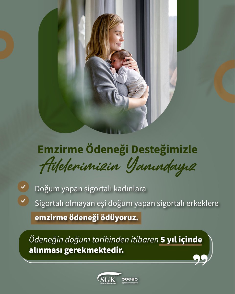 sgksosyalmedya's tweet photo. Emzirme ödeneği desteğimizle ailelerimizin yanındayız. https://t.co/yQYLXtWA6O