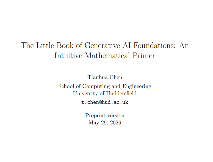 rohanpaul_ai's tweet photo. A 178 page survey study for refreshing math and generative AI foundations from University of Huddersfield.

The Little Book of Generative AI Foundations. https://t.co/2NoYsOCvZL